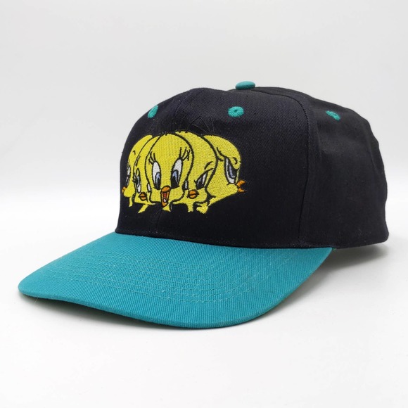Snapback Hat Looney - Etsy Vintage Tweety Looney Tunes Snapback Trucker Hat 1995 Two Tone Cap Black Teal